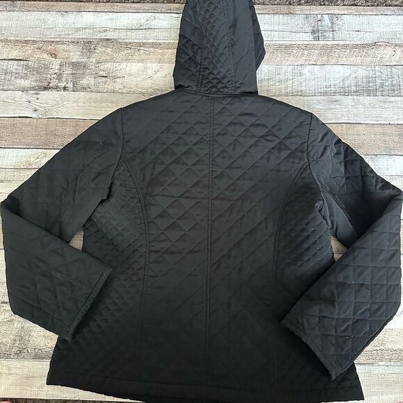 Croft & Barrow Women’s Black Quilted Puffer Hooded Zip Up Jacket | L - Picture 2 of 6
